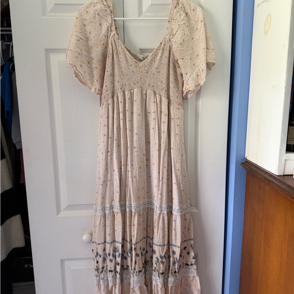 Elegant Cream Floral Dress